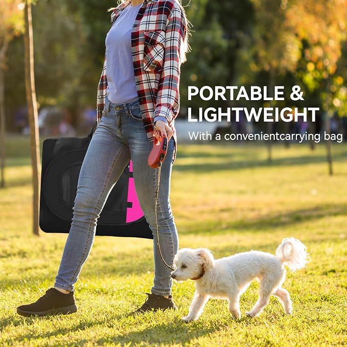 Siedihit Dog Playpen, Puppy Pet Playpens Indoor for Small Dogs Tent Crates | Cage Indoor/Outdoor, Portable Pop Up Dog Kennel Playpen with Carrying Case for Dogs/Cats/Rabbits, Hot Pink - Image 8