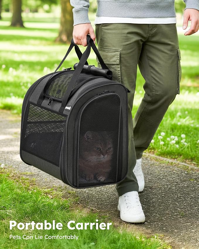 Pecute Cat Backpack with Widened Interior Space, Upgraded Dog Backpack Carrier with Various Ways to Carry, Pet Backpack with Breathable Mesh, Pet Travel Carrier with Soft Padded,Dark Grey | Breathable Mesh, Reinforced Support, Various Carry Ways, Ergon... - Image 2