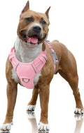 BARKBAY No Pull Dog Harness Large Reflective Dog Harness with Front Clip and Easy Control Handle for Walking Training Running with ID tag Pocket(Baby Pink,L) by BARKBAY