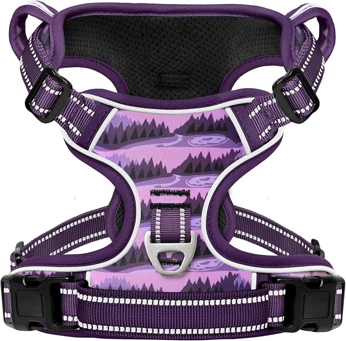 HEELE Dog Harness, No Pull Adjustable Padded Reflective Harness for Small Medium Large Dogs with Handle for Walking Training, Moon Night, M | Reflective Front Clip Vest with Control Handle, No Choke, Adjustable 2 Metal Rings for Outdoor Walking Training - Image 7