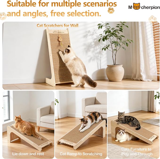 Natural Cork cat Scratching Post-Cat Scratchers- Scratch Pads for Indoor-Cats Scratching Board-cat ramp-cat Scratch Cardboard with Toy,Replaceable use-Eco-Friendly Sustainable-cat Gifts - Image 3