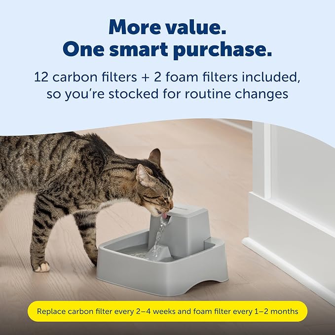 PetSafe Oasys Pet Fountain, 1/2 Gallon, Cats & Small Dogs, Extra Filters | Adjustable Flow Control, Whisker-Friendly Tray, Extra 12-Pack Replaceable Carbon & 2-Pack Foam Filters Included - Image 6