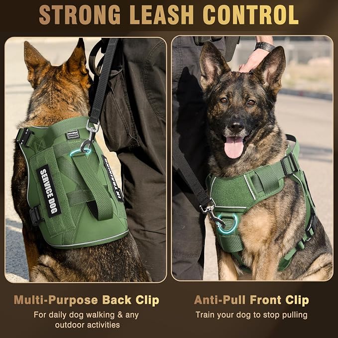 Tactical Dog Harness for Large Dog, Heavy Duty Service Dog MOLLE Vest with 10 Pet Patches, No Pull Military Working Vest for Training Hunting Walking - Image 3