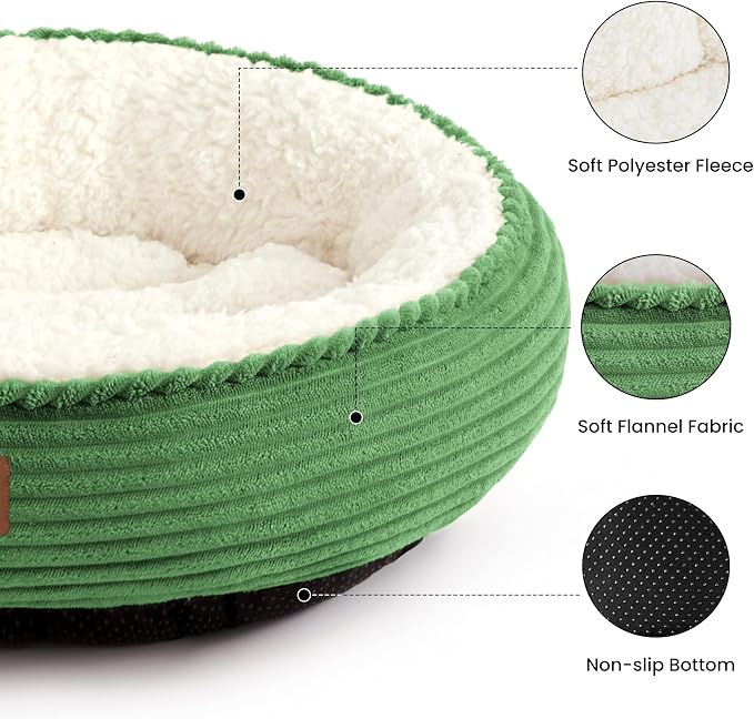 Love's cabin Round Donut Cat and Dog Cushion Bed, 30in Pet Bed for Medium or Large Dogs, Anti-Slip & Water-Resistant Bottom, Soft Durable Fabric Pet Beds, Washable Calming Cat Bed, Light Green - Image 2