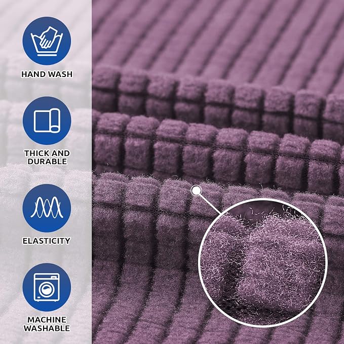 KEKUOU Stretch Chair Sofa Slipcover, Single Couch Cover,Dark Purple | 1-Piece Washable Sofa Cover,Pet Friendly (31"-55") Furniture Protector Soft Jacquard Elastic Bottom for Dogs & Kids - Image 3