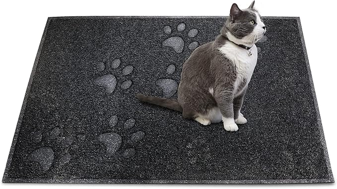 Andalus Large Cat Litter Mat, Pack of 1 - Waterproof, Non-Slip & Easy to Clean Cat Litter Box Mat for Extra Efficient Pet Litter-Trapping, Black (30” X 18”) by AndalusBrand