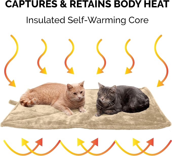 Furhaven ThermaNAP Self-Warming Cat Bed for Indoor Cats & Large/Medium Dogs, Washable & Reflects Body Heat - Quilted Faux Fur Reflective Bed Mat - Cream, Large (Pack of 2) - Image 4