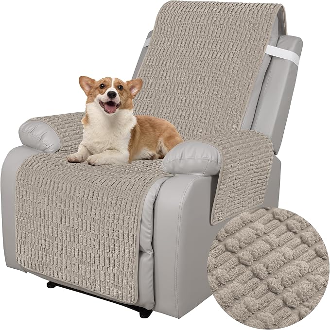 Foxdecor Recliner Chair Covers, Recliner Cover Non-Slip Chair Covers, Washable Recliner Couch Cover Furniture Protector, Cover for Recliner Chair with Elastic Straps. (Brown, 30" W) by Unknown
