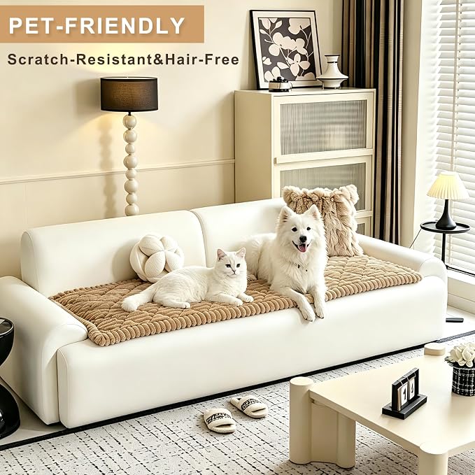 100% Waterproof Fuzzy Couch Cover for Dogs, Washable Non-Slip Pet Couch Covers for Sofa, Soft Thick Furniture Protector Sofa Slipcover Mat for Dogs (Brown, 27.5" x 59") - Image 6