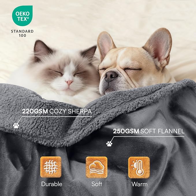 Luciphia Waterproof Blanket for Large Dog, Reversible Sherpa Bed Cover | waterproof pet blanket sherpa fleece reversible couch cover bed protector from spills scratches, Dark Grey 100" x 85" - Image 3