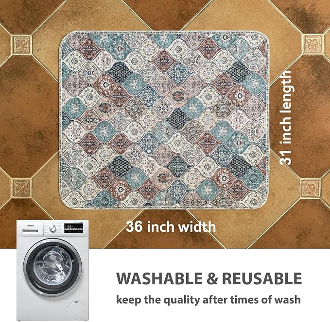 nunubaby Washable Pee Pads for Dogs, Stylish, Non-Slip and Leak-Proof Pee Pads. Reusable Potty Pads for Dogs for Crates and Floors.(Dark Red/Multi,31" x36" ) - Image 4