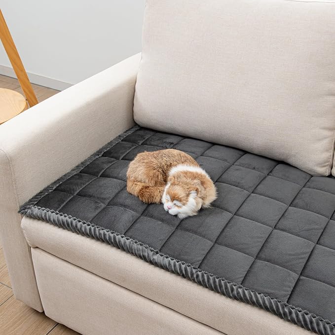 Couch Cover for Dogs Washable Pet Bed Fuzzy Pet Couch Covers Nonslip Couch Slipcover for Dogs, Kids, Pets Friendly Sofa Cover Loveseat Covers (Dark Gray, 21''x39''/Rectangular) - Image 2