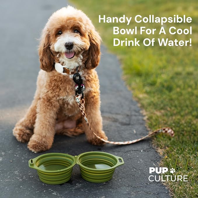 Pup Culture Dual Collapsible Dog Bowls | Silicone Travel Water Bowl for Dogs | Food Grade, No Plastic Rim, Portable Dog Bowl for Food and Water - Easy to Clean | BPA Free and Safe for Your Pup-Green - Image 3