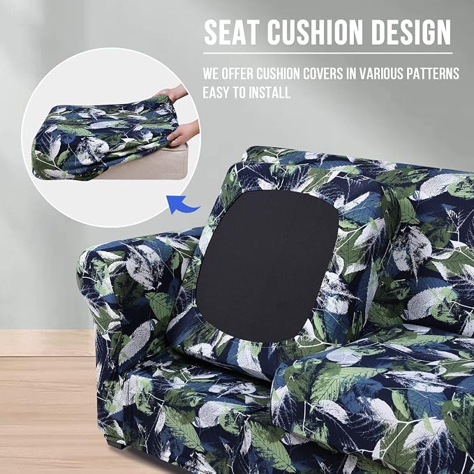 hyha Stretch Couch Covers, Sofa Cover for 3 Cushion Couch Pet Friendly | Floral Pattern, Printed, 4 Pieces, 3 Separate Cushion Sofa, Durable Anti-slip Washable Protector with Elastic Bottom for Dogs - Image 2