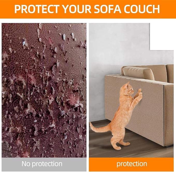Cat Scratch Mat 120 "x15.8, Cat Scratch Sofa Furniture Protector, Trimmable Self-Adhesive Cat Scratch Pad for Decorating Cat Towers, DIY Cat Tree Shelf, Walls and Climbing Frames (Beige) - Image 4