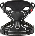 Timos Dog Harness for Large, Reflective No Pull Vest with Handle, Black, L | Quick Release 3 Buckles, Easy On & Off, No Choke, Adjustable Soft Padded, Front & Back 2 Clips and Control Handle for Walking by Timos