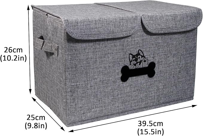 Large Dog Toy Bin-Pet Toys Storage Box-Fabric Storage Bin with Lid-Collapsible Dog Toy Organizer,Dog Toy Basket -Chew Proof Dog Bin-Can be Personalized-Gray - Image 7
