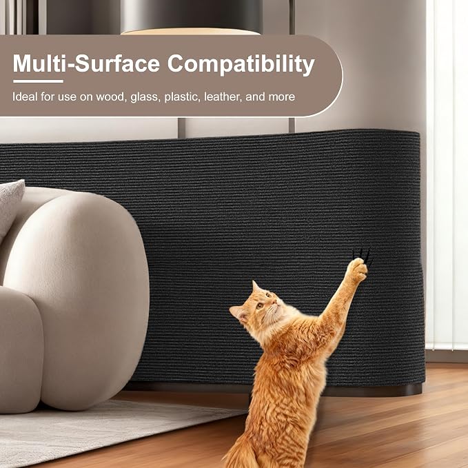 Cat Scratch Furniture Protector, Self-Adhesive Cat Scratcher Mat, Couch and Furniture Protector from Cat Claws, Black, 1 Set - Image 3