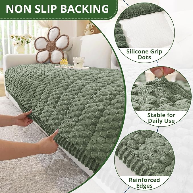 OstepDecor Couch Cover for Dogs, Washable Non Slip Sofa Cover for Pets | Soft Couch Covers for Sofa, Loveseat and Sectional, Furniture Protector Against Pet Hair & Dirt (27.6" x 27.6", Green) - Image 5