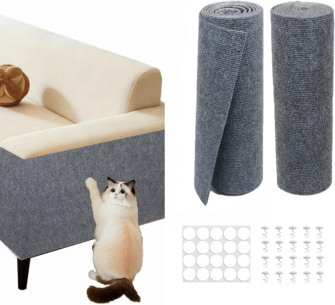 78.8"x15.8" Dark Grey Cat Scratch Mat for Furniture，DIY Cat Scratcher for Covering Cat Tower，Carpet，Couch,Bed,Self-Adhesive cat Scratching Pads(Dark Grey) by LQVEAIR