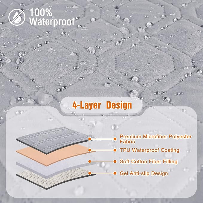 VANSOFY 100% Waterproof Recliner Chair Covers Washable, Light Gray, 25" | Non-Slip, Slipcover with Pocket, Furniture Protector, Elastic Straps, Chair Cover for Pets, Dogs - Image 6
