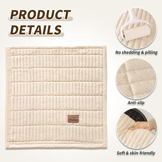 Couch Covers for Dogs, Velvet Dog Couch Cover, Pet Couchs Covers for Backrest & Armrest, Couchs Protector for Dogs, Sofa Cover for Pets Washable(1PC,Beige White,27.6"×27.6",Single Seater) - Image 3