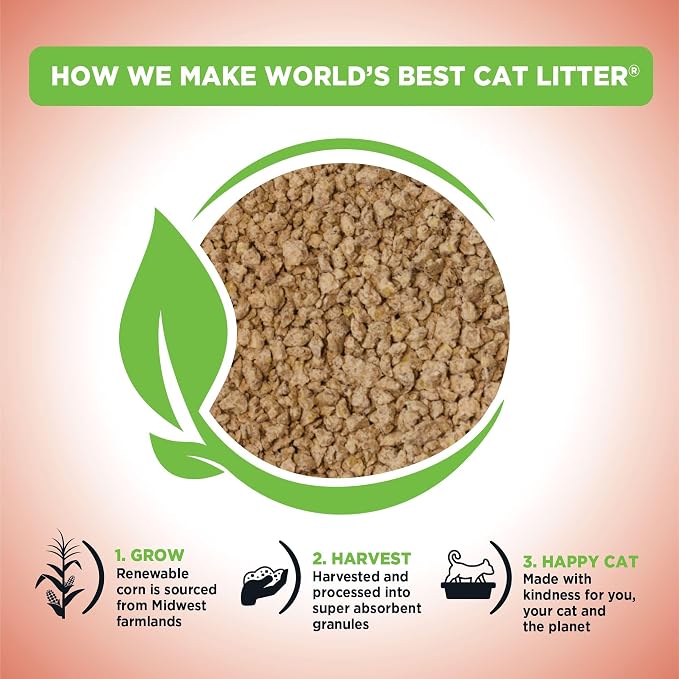 World's Best Cat Litter, Multiple Cat, Unscented, Lasts 2X Longer, 8 lb Bag | Controls tough multi-cat odors and lasts 2x longer; natural corn litter, quick clumping, flushable, 99% dust free - Image 3