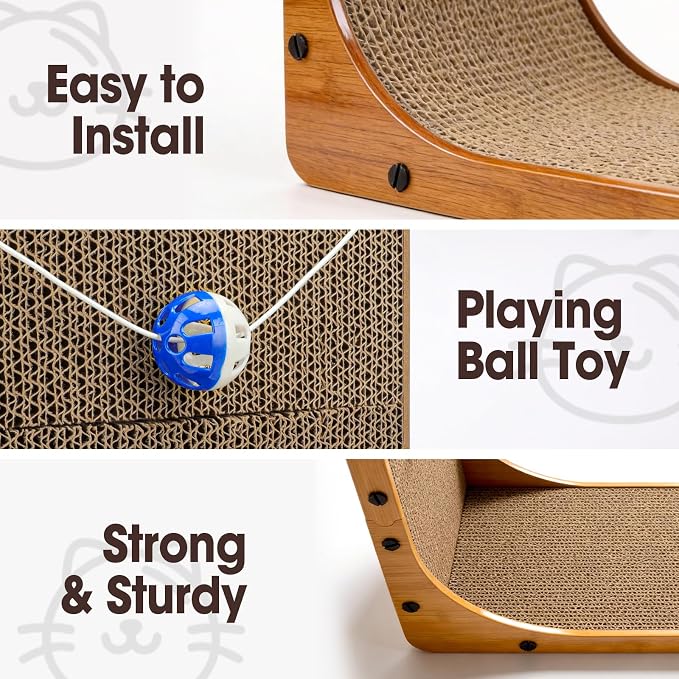 2 Pack Cat Scratcher, 23.6 Inch L Shape Vertical Cat Scratching Board with Ball Toy for Indoor Cats, Large Cat Scratching Post for Wall and Couch - Image 4