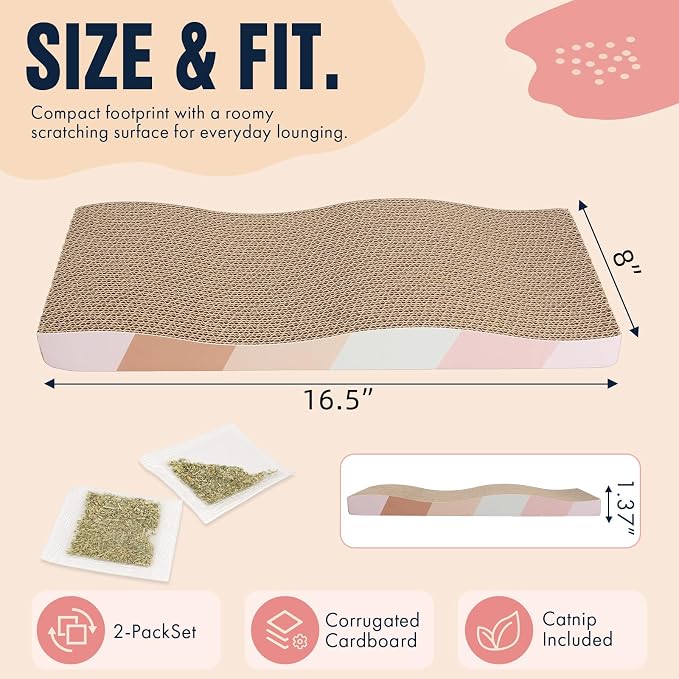 SIDAZON Cat Scratching Board cat Scratcher Cat Scratch Pad Cardboard cat scratchers for Indoor Cats Reversible Large Wide Corrugated with Catnip(2pcs) (Pack of 2) - Image 2