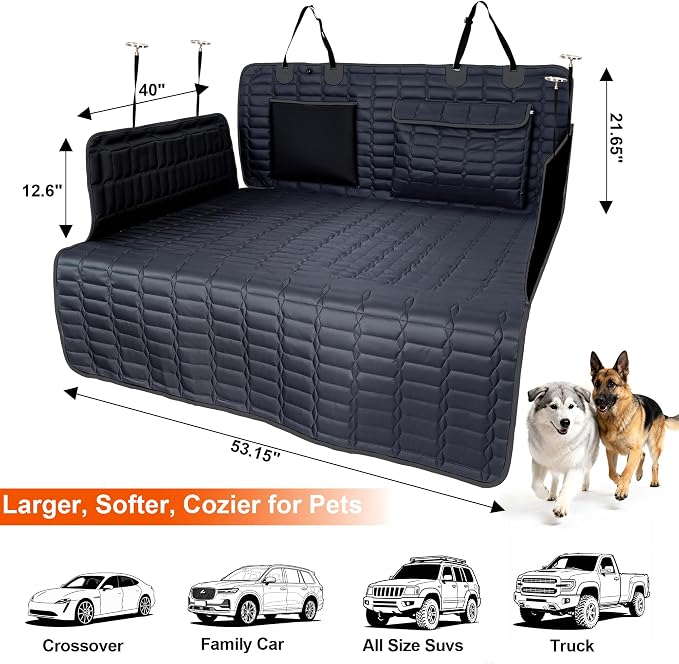 Reliadura SUV Cargo Liner for Dogs, Waterproof Pet Trunk Cover with Bumper Flap Protector, Non-Slip Scratchproof, Non-Slip Dog Seat Mat for SUVs, Large Size Cargo Liner Universal Fit Black - Image 4