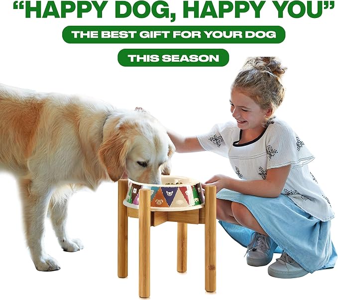 Dog Bowl Stand for Large Dogs - Adjustable, Easy Fold-Down | Use to Elevate Raise Dog Food, Water and Slow Feeder Bowls, Lock-Bolts and Tool Added, Foot-Padded, Bamboo Stand Only - Image 7