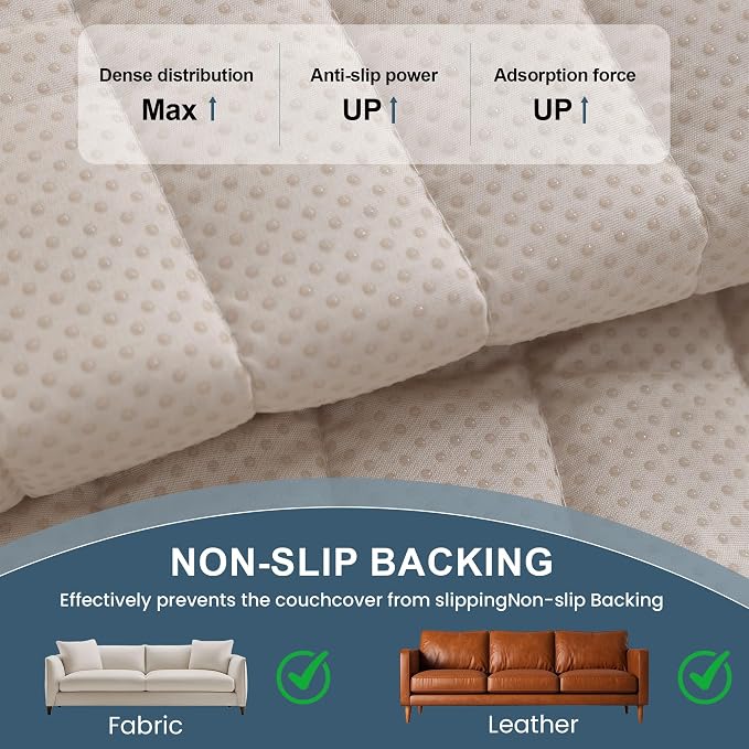 OTOB Couch Cover for Dogs Washable, Non Slip Plush Fuzzy Sofa Covers for 3 Cushion Couch All Seasons, Kids Pet Friendly Soft Cozy Furniture Protector Sofa Slipcovers (Dark Gray, 27.6" x 82.7") - Image 7
