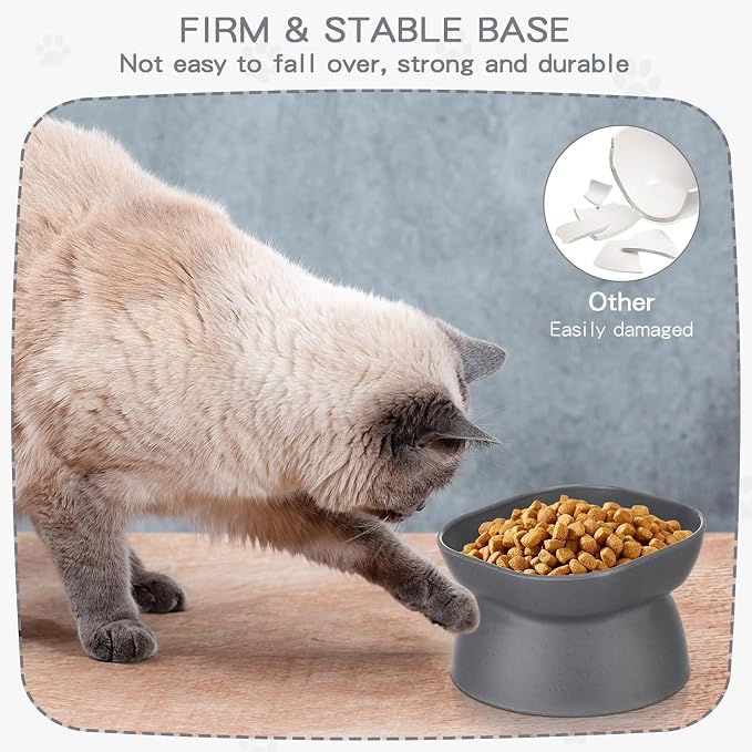 4 Pieces Plastic Tilted Elevated Cat Bowls Raised Cat Food Bowls Elevated Feeding Dish for Flat Faced Kitten Kitty Pets Supplies(White and Grey) - Image 5