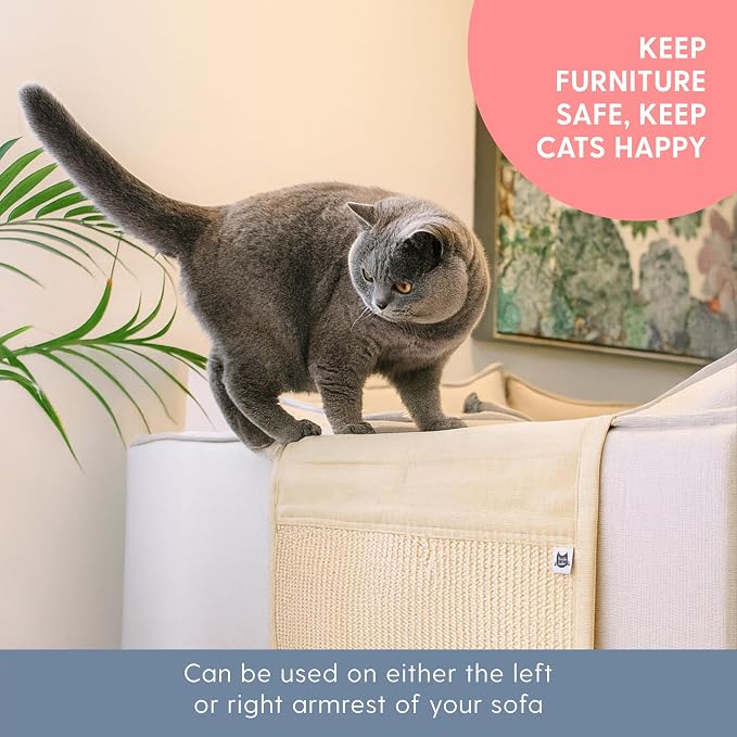 The Cat Ladies Cat Scratch Furniture Protector Mat - Couch Protector from Claws - Anti Scratch Furniture Protectors from Cats Scratching - Sisal Scratcher Pad with Pocket - Beige - Image 2