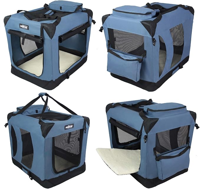 EliteField 3-Door Soft Dog Crate with Bed & Carrying Bag (2-Year Warranty) | 3 Mesh Doors, Steel Frame, Removable & Washable Crate Cover and Bed Cover, Storage Pockets, Indoor/Outdoor, Foldable - Image 4