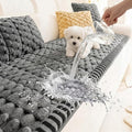 Frienda Pet Couch Cover for Sofa, 27.6 x 70.9 Inch Non-Slip Plush Sofa Slipcover, Washable Pet-Friendly Boho Dog Couch Cushion Protector, Thick Furniture Cover for Indoor Use, Dark Grey by Frienda