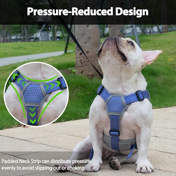 Escape Proof Dog Harness, Dachshund Harness, Reflective Dog Harness with Handle, Durable,Adjustable Vest for Small Medium Large Dogs Walking, Training, and Running Gear (Technicolor Blue,L) - Image 5