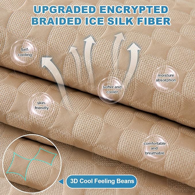 OTOB Cooling Dog Couch Cover Ice Silk Fiber, Washable & Non Slip Sofa Slipcovers Furniture Protector, Soft Pet Bed Cooling Mat, Durable Dog Sofa Covers(Khaki, 28"*70") - Image 3