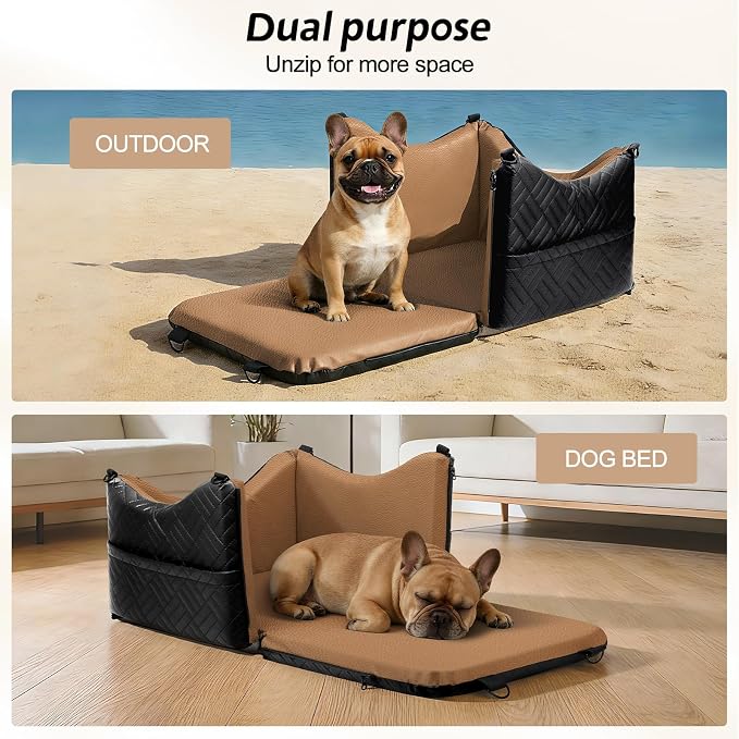 JOEJOY Dog Car Seats for Small Medium Dogs Under 35lbs, Waterproof PU Leather Dog Booster Seat with Detachable Cover, Thickened Memory Foam Pet Car Seat with Safety Belt and Storage Pockets - Image 4