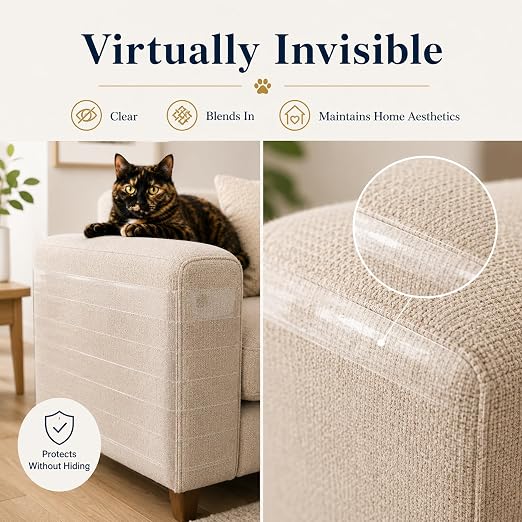 2.5" x20' Furniture Protector for Cats, Cat Scratch Deterrent Tape for Couch & Sofa, Clear Anti Scratch Furniture Protection, Protect Carpet, Door & Wall, Residue-Free - Image 3