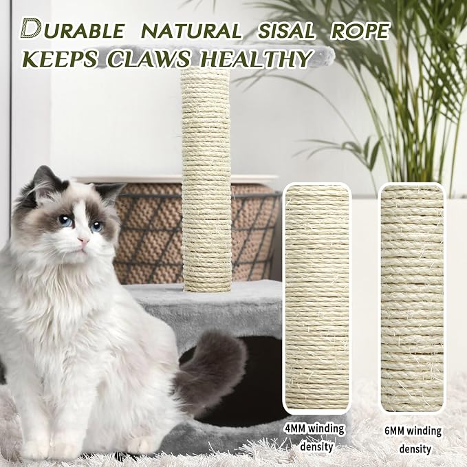 Natural Sisal Rope 1/4 Inch 32-Feet for Cat Tree Tower Repair and Replace Scratching Post, DIY Hemp Twine Rope for Cat Scratching Furniture Window Perch and Crafts Gardening Home Decorating - Image 4