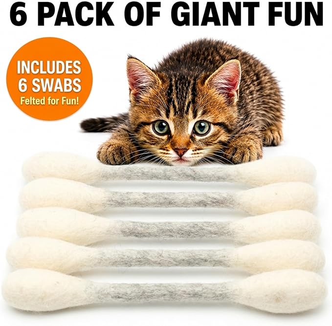 Glaciart One Swabs Cat Toys with Catnip - 6 Pk | Durable for Chew, Cute Cat Toys Interactive Kitty for Boredom, Exercise, & Play | Filled w/Organic Catnip for Anxiety & as Digestive Aid | Gift Idea - Image 7