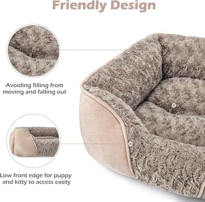 Medium Dog Bed for Large, Small Dogs - Rectangle, Washable, Orthopedic, Soft, Calming, Durable Pet Cuddler with Anti-Slip Bottom (M: 25"x21"x8") - Image 3