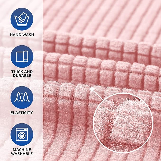 KEKUOU Stretch Chair Sofa Slipcover, Single Couch Cover,Dusty Pink | 1-Piece Washable Sofa Cover,Pet Friendly (31"-55") Furniture Protector Soft Jacquard Elastic Bottom for Dogs & Kids - Image 3