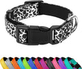 Reflective Dog Collar, Adjustable Soft Neoprene Padded,Black White Cow,S | Breathable Nylon for Small Dogs,Tear-Resistant Webbing,Chafe‑Free on Walks and Hikes,Metal D-Ring,Night Safety by PWOD