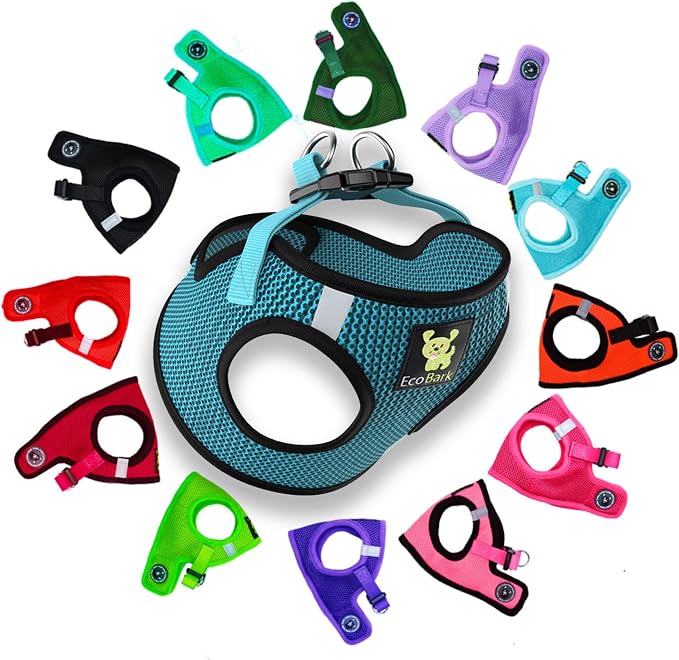 EcoBark Step in Dog Harness, Reflective Ultra Padded Mesh No Pull Vest | Eco Friendly Comfort Secure Halter, Escape Proof Adjustable Dog Harnesses for XXS, XS, Small, & Medium Dogs, Soft Pet by EcoBark