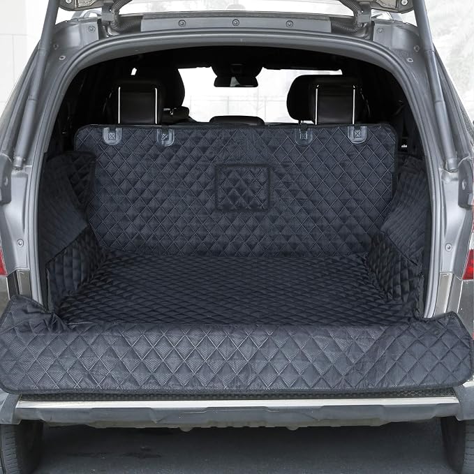 PETICON SUV Cargo Liner for Dogs, Trunk Cover with Bumper Flap Protector | Waterproof Pet Cargo Cover with Side Flaps, Dog Car Seat Cover with Non-Slip Mat, Prevents Scratches, Pet Hair, Mud, and Dirt by PETICON