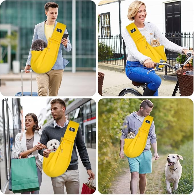 CUBY Dog and Cat Sling Carrier - Hands Free Reversible Pet Papoose Bag - Soft Pouch and Tote Design - Suitable for Puppy, Small Dogs Cats Outdoor - Image 6