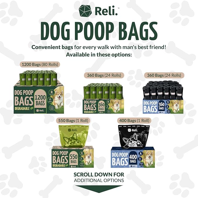 Reli. Poop Bags Rolls | Dog Poop Bags for Dogs (360 Count) | Biodegradable | Leak-Proof | 9x13" | Green Dispenser | Oxobiodegradable | Unscented - Image 7