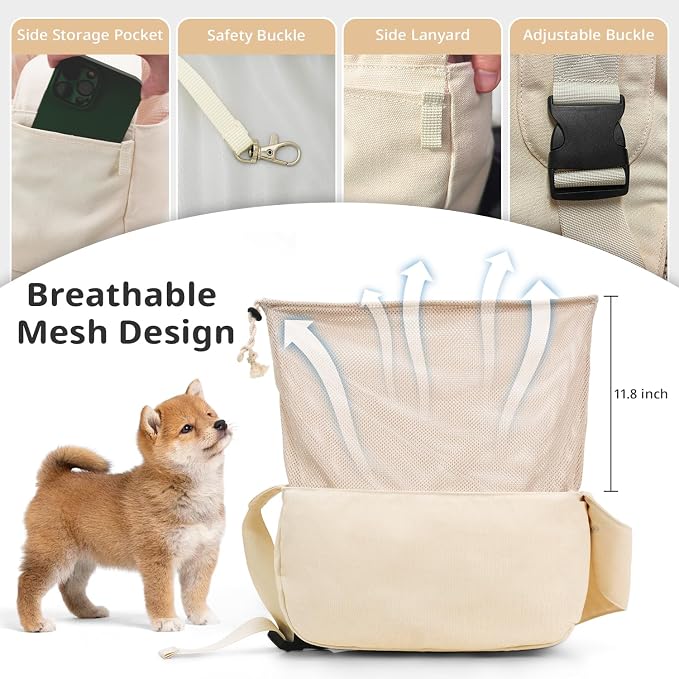 ONECUTE Dog Sling Carrier 15 lbs, Small Dog Carrier Sling for Cat & Puppies | Suitable For Carrying Pet 3-10lbs, Spacious Space So Pets Will Not Be Crowded, Adjustable Shoulder Straps And Breathable Mesh - Image 4